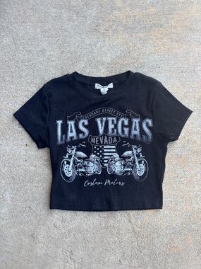 Black Ribbed Las Vegas Graphic Baby Tee